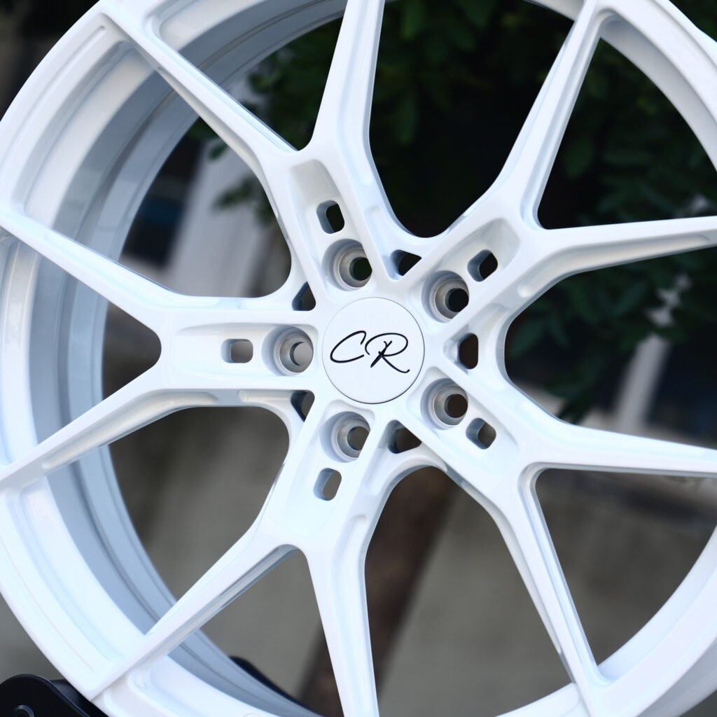 BMW M4 F82 wheels – CR Gloss White 5 Y-Spoke, lip and barrel detail