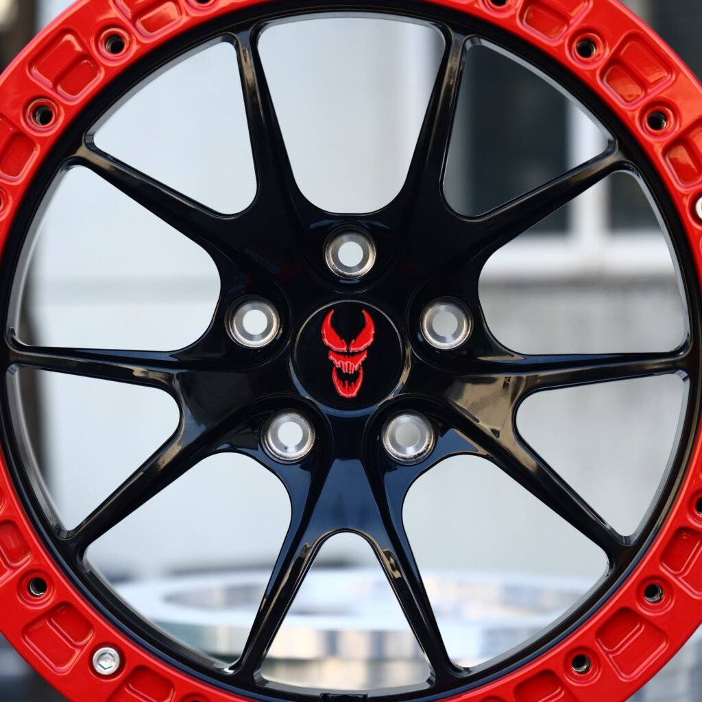 Dodge Challenger wheels – Custom Finish 10-Spoke Mesh, lip and barrel detail