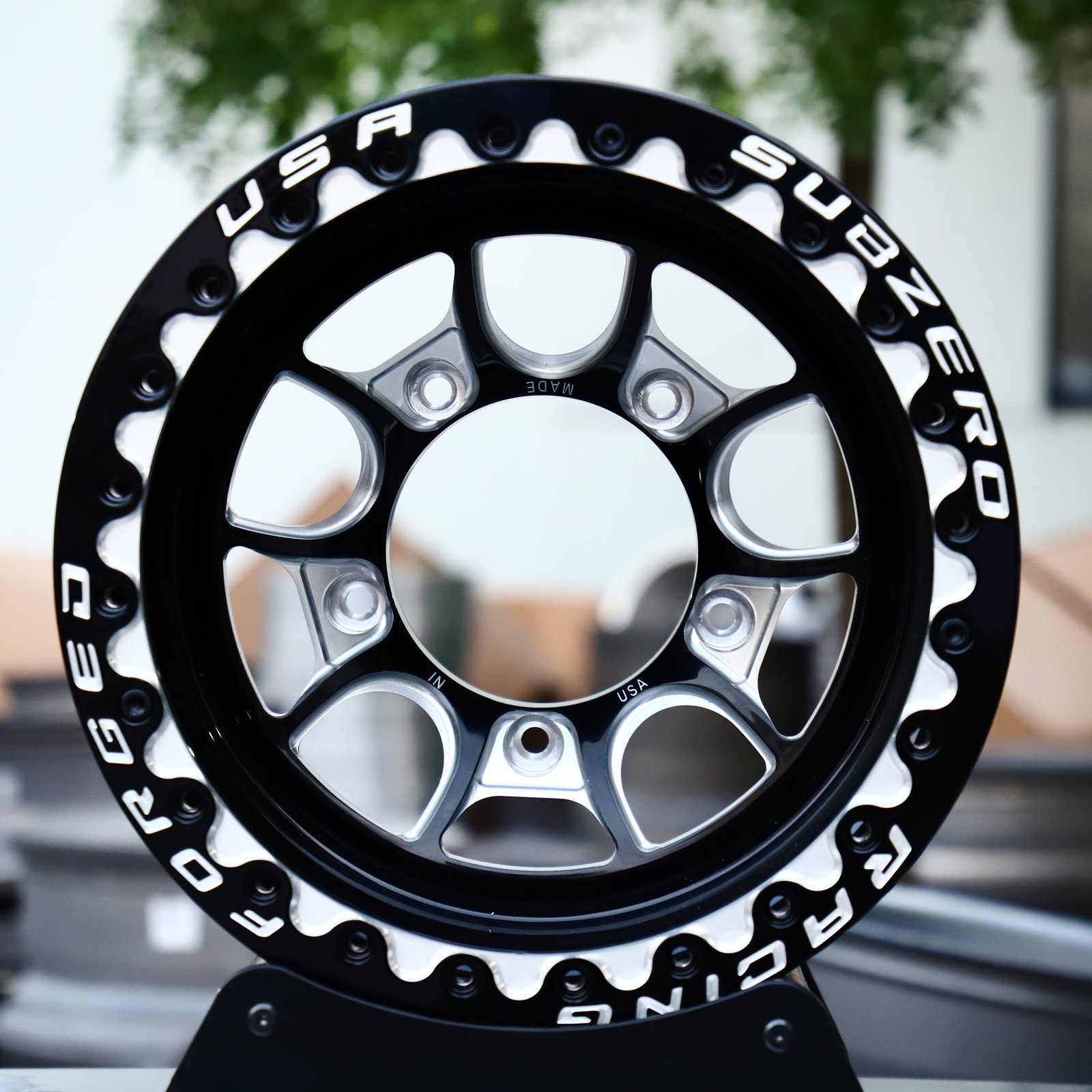Ford Mustang wheels – Custom Finish 10-Spoke Mesh Mirror Milled, front view