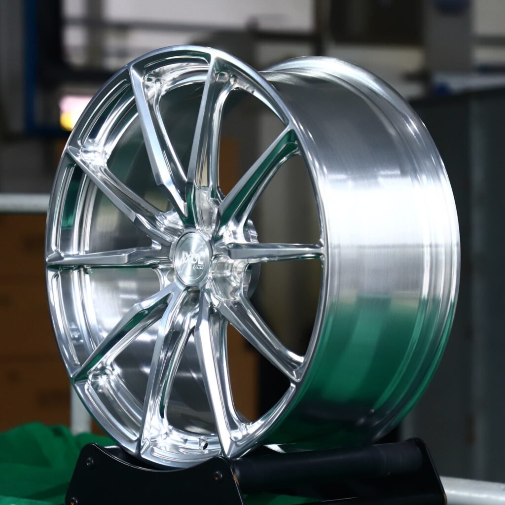 5x130 wheels – Custom Finish 10-Spoke Mirror Polished, side view