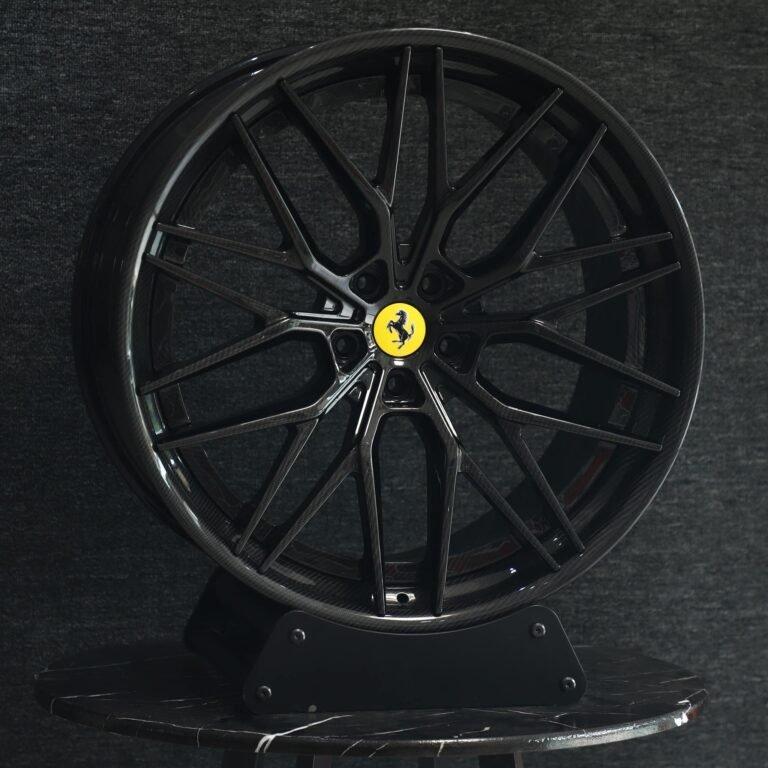 Ferrari 488 wheels – Custom Finish 10 Y-Spoke Carbon Fibre, front view