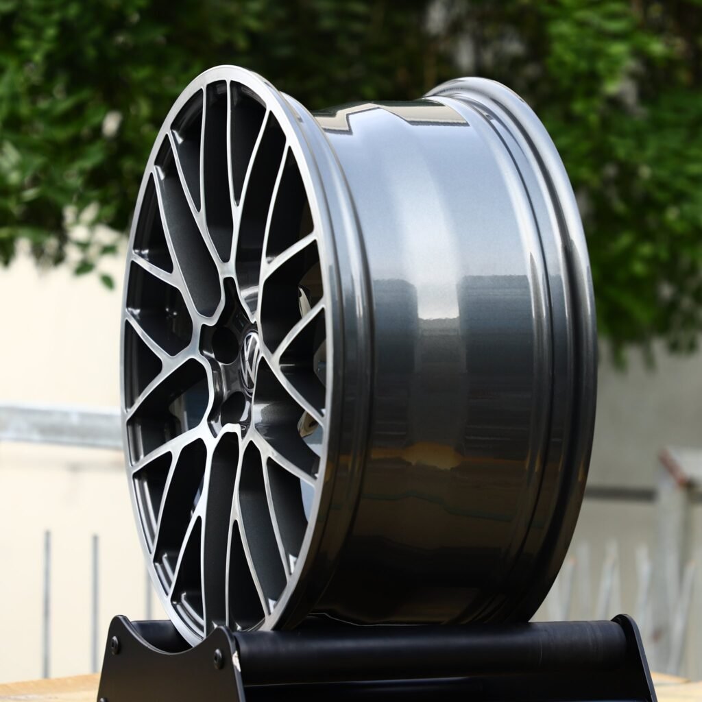 Volkswagen Golf R wheels – Custom Finish 10 Y-Spoke Machined Face (Volkswagen OEM-Style), angled view