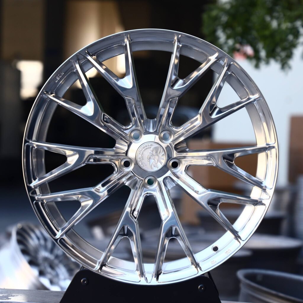 Ferrari 488 wheels – Custom Finish 10 Y-Spoke Mirror Polished, front view
