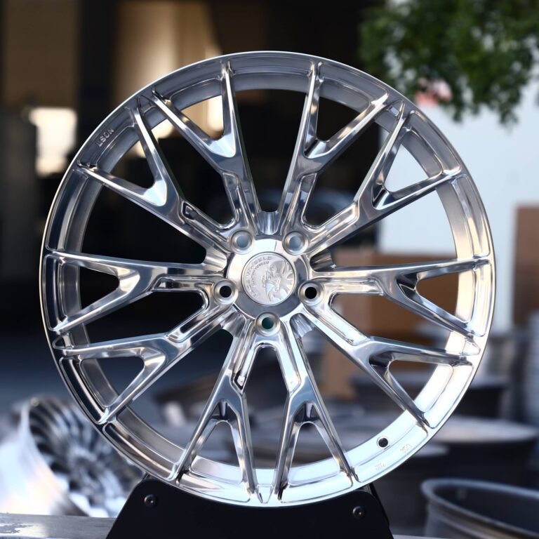 Ferrari 488 wheels – Custom Finish 10 Y-Spoke Mirror Polished, front view