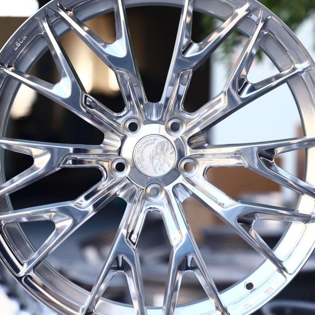 Lamborghini Huracan wheels – Custom Finish 10 Y-Spoke Mirror Polished, lip and barrel detail