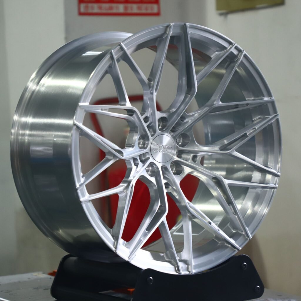 Audi A6 wheels – Custom Finish 10 Y-Spoke Side-Milled Mirror Milled, angled view