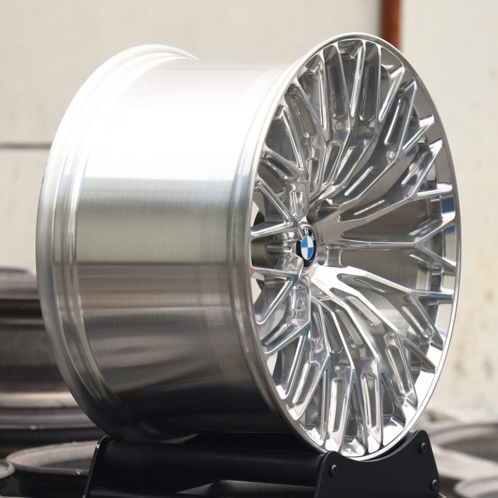 5x120 wheels – Custom Finish 15 Y-Spoke Mirror Polished, side view
