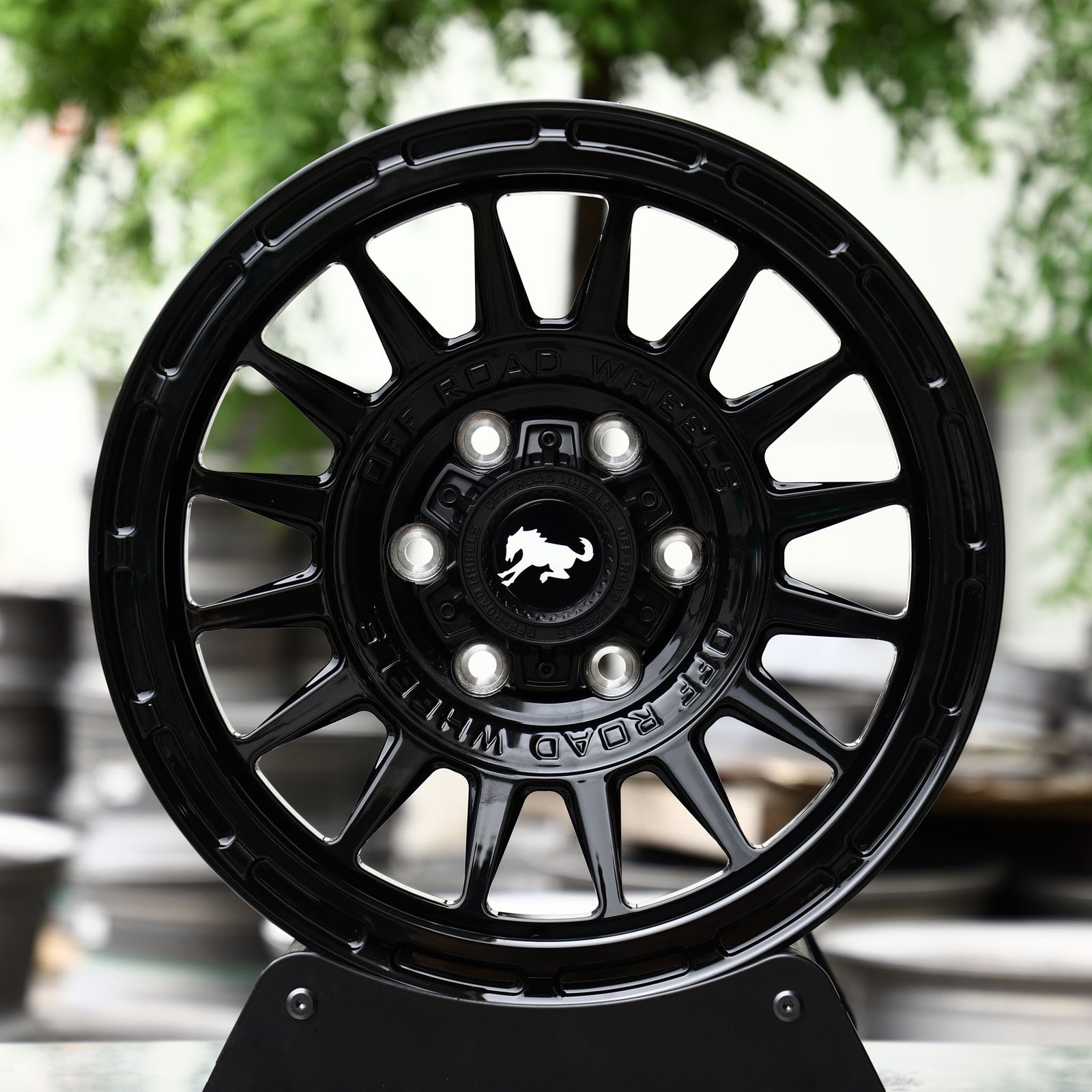 Ford F-150 wheels – Custom Finish 16-Spoke Deep Lip (Ford Mustang OEM-Style), front view