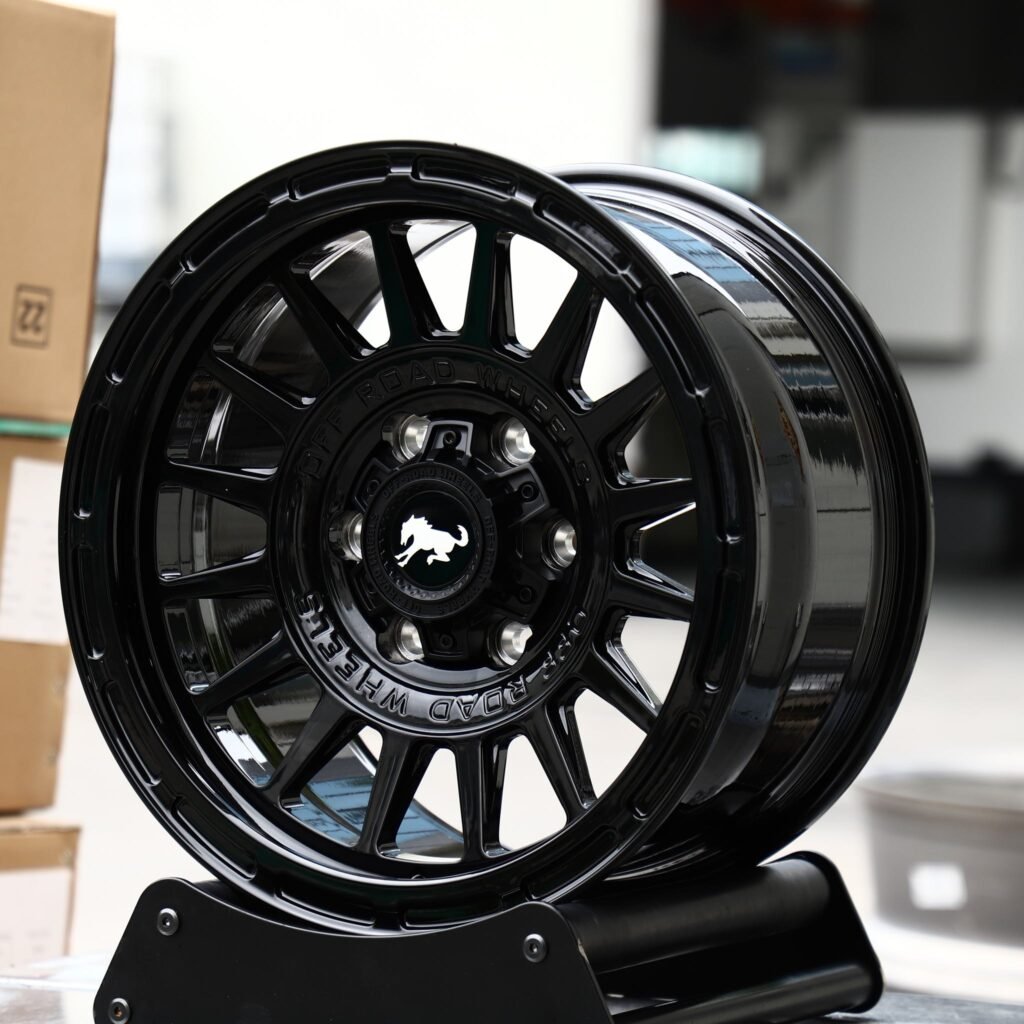 Ford Expedition wheels – Custom Finish 16-Spoke Deep Lip (Ford Mustang OEM-Style), angled view
