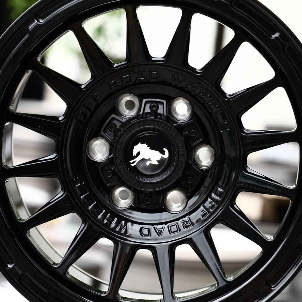 Ford Bronco wheels – Custom Finish 16-Spoke Deep Lip (Ford Mustang OEM-Style), lip and barrel detail