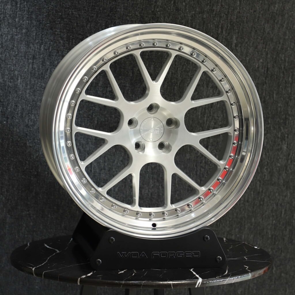 5x112 wheels – Custom Finish 2-Piece 7 Y-Spoke Brushed Deep Lip, side view