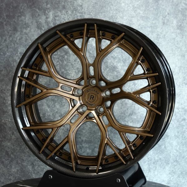 Audi A6 wheels – Custom Finish 2-Piece Carbon Fibre (Rohana-Style), front view