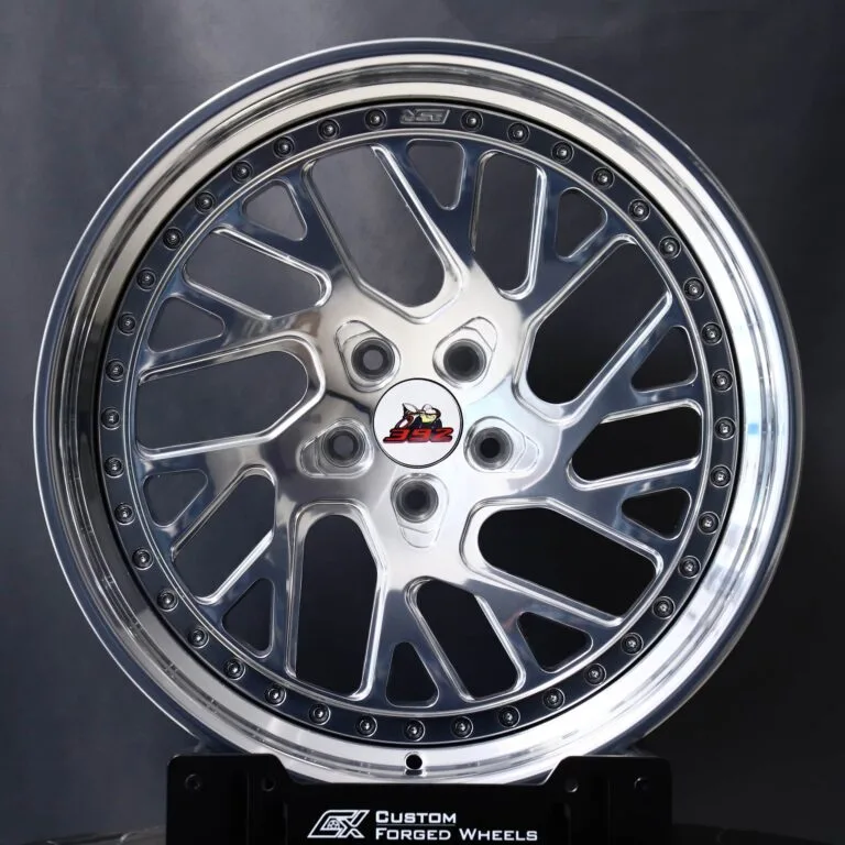 Audi R8 wheels – Custom Finish 2-Piece Deep Lip Mirror Polished, front view