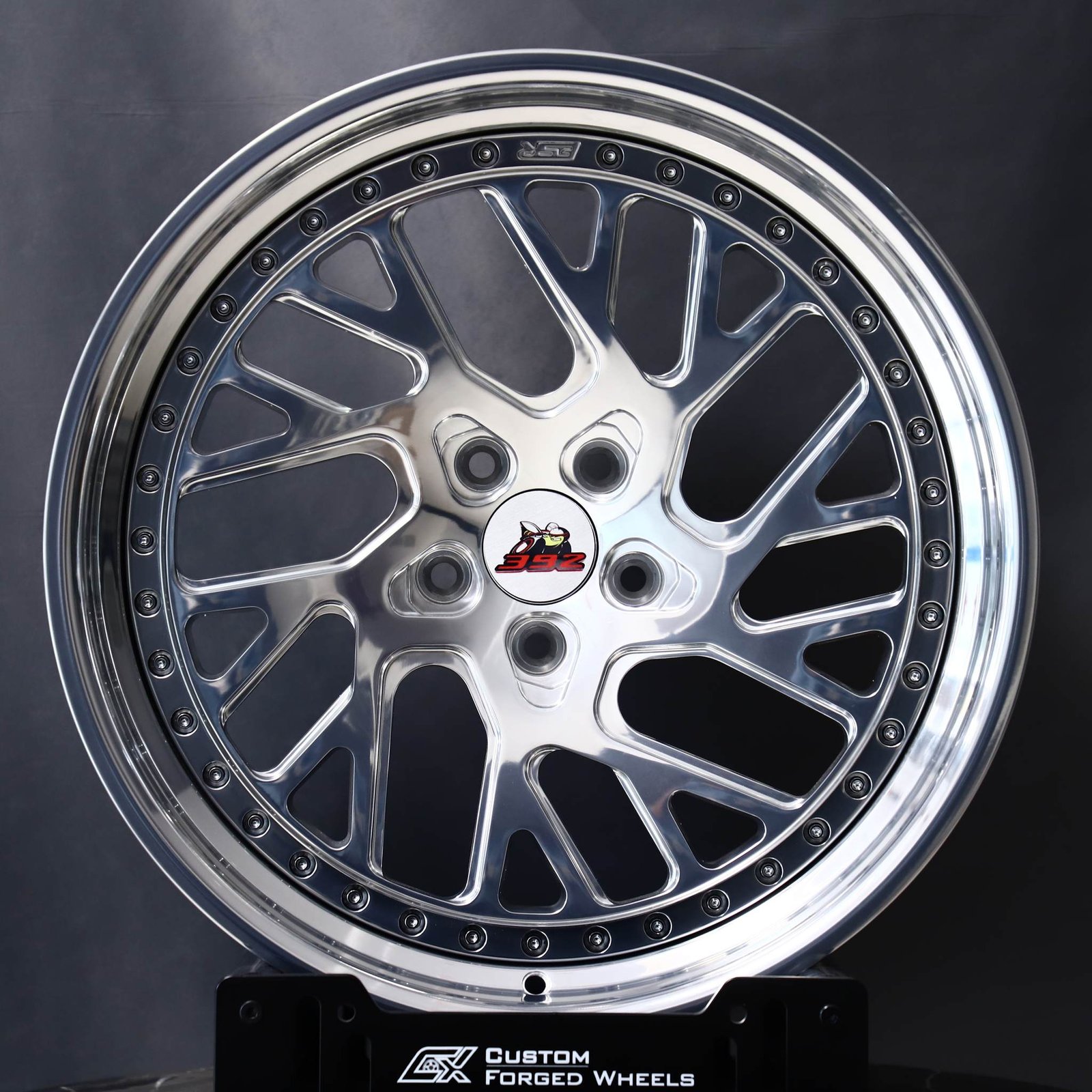 Dodge Challenger wheels – Custom Finish 2-Piece Deep Lip Mirror Polished (Dodge OEM-Style), front view
