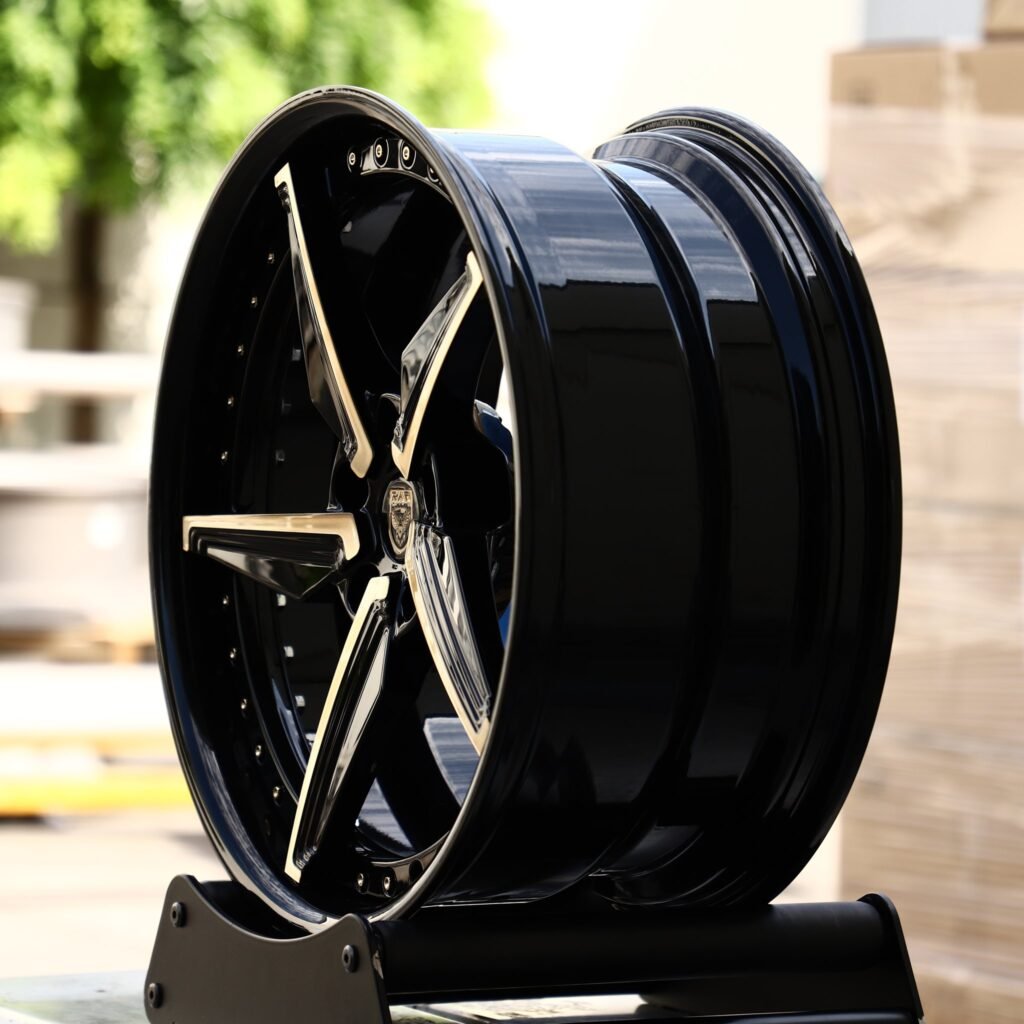 BMW 5 Series wheels – Custom Finish 2-Piece Directional Machined Face, angled view