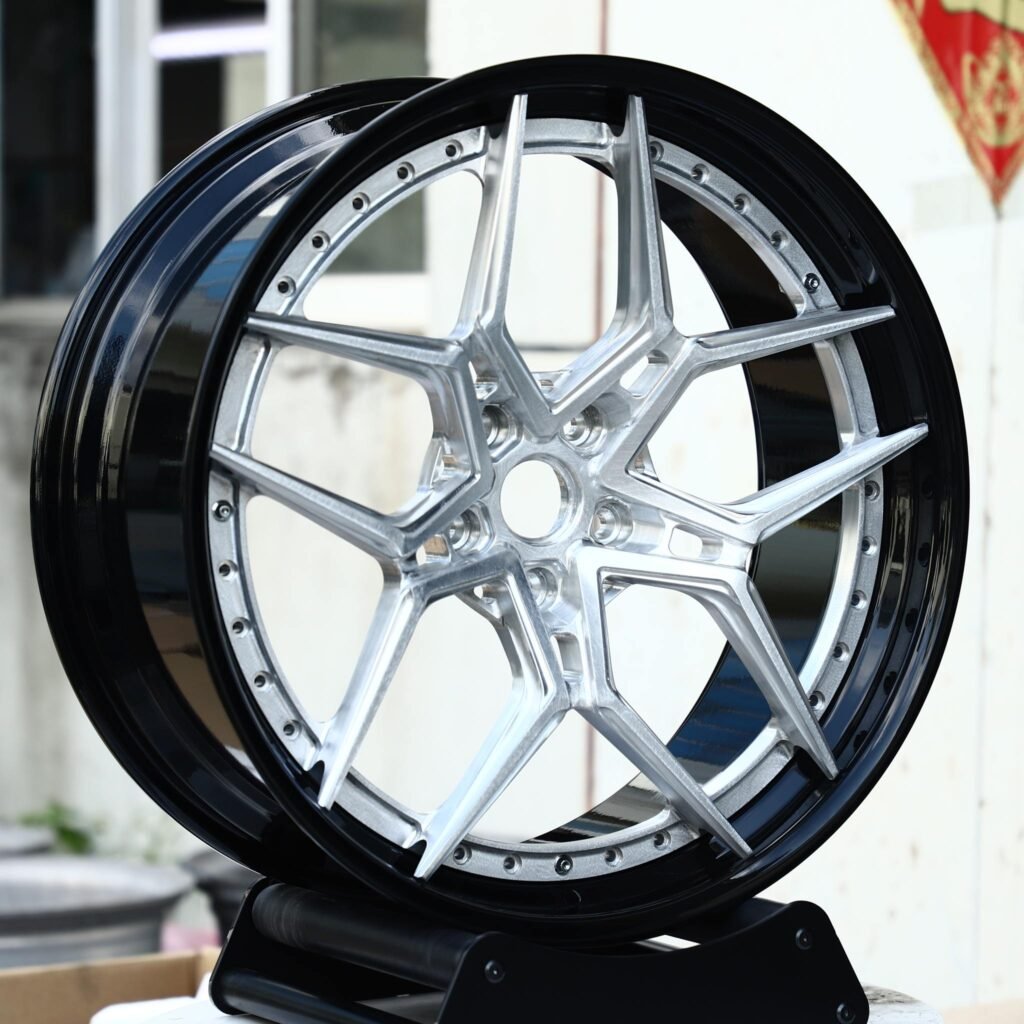 BMW 5 Series wheels – Custom Finish 2-Piece Petal Brushed, angled view