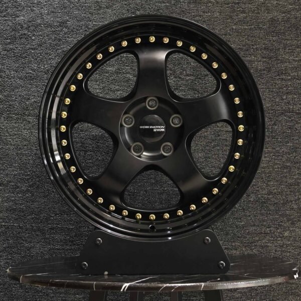 Audi A6 wheels – Gloss Black 2-Piece Riveted (Work-Style), front view