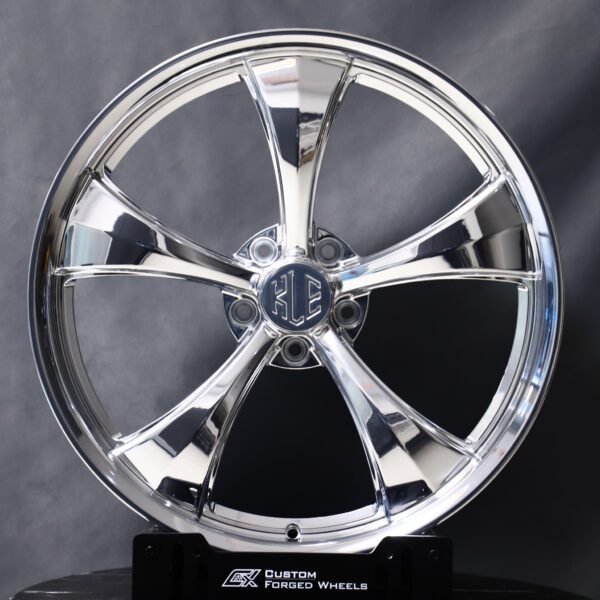 Porsche 911 wheels – Polished 5-Spoke Deep Lip Directional Milled Mirror Polished, front view