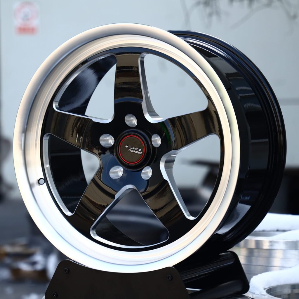 Chevrolet Corvette wheels – Custom Finish 5-Spoke Deep Lip Mirror Milled, angled view