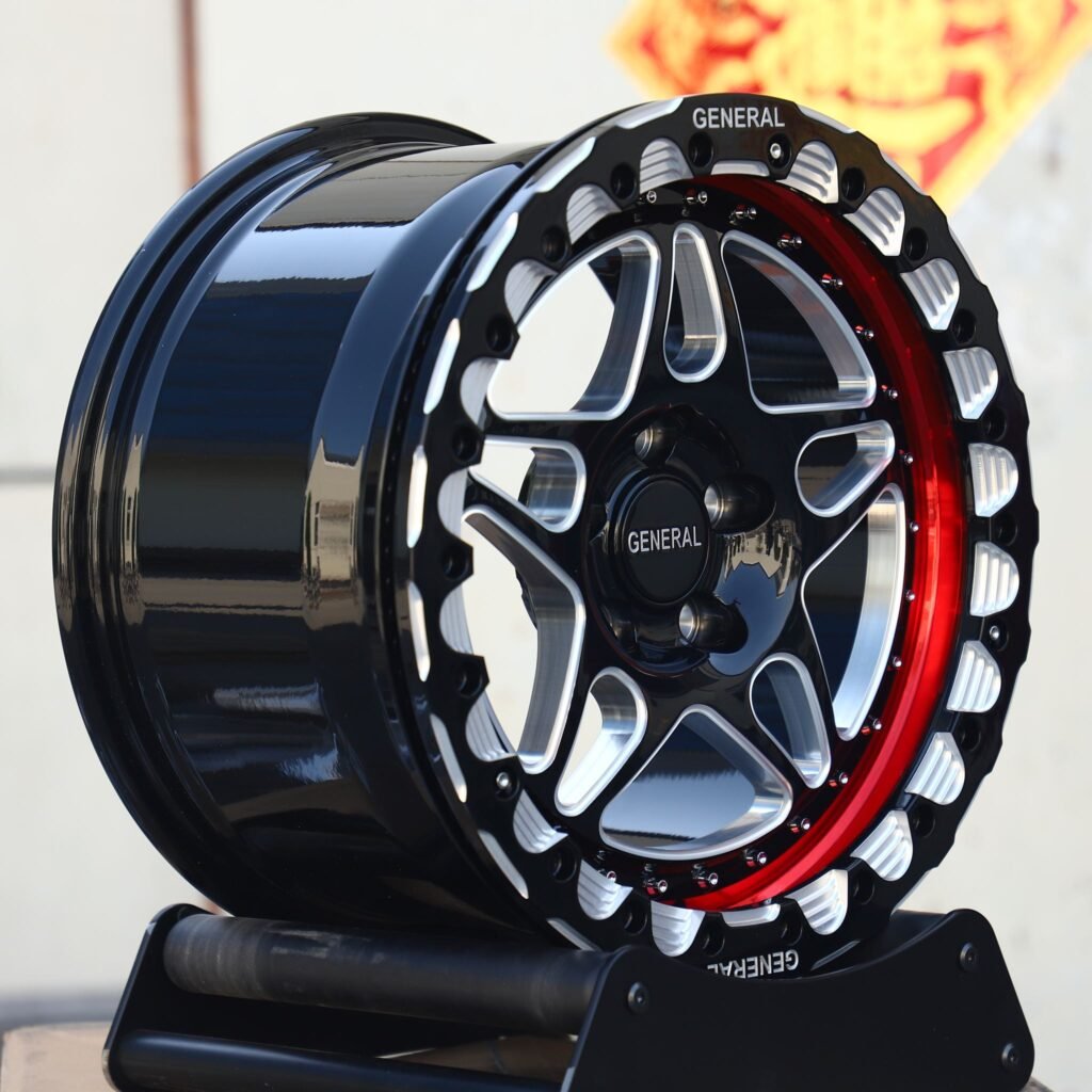 Dodge Challenger wheels – Custom Finish 5-Spoke Mirror Milled, lip and barrel detail