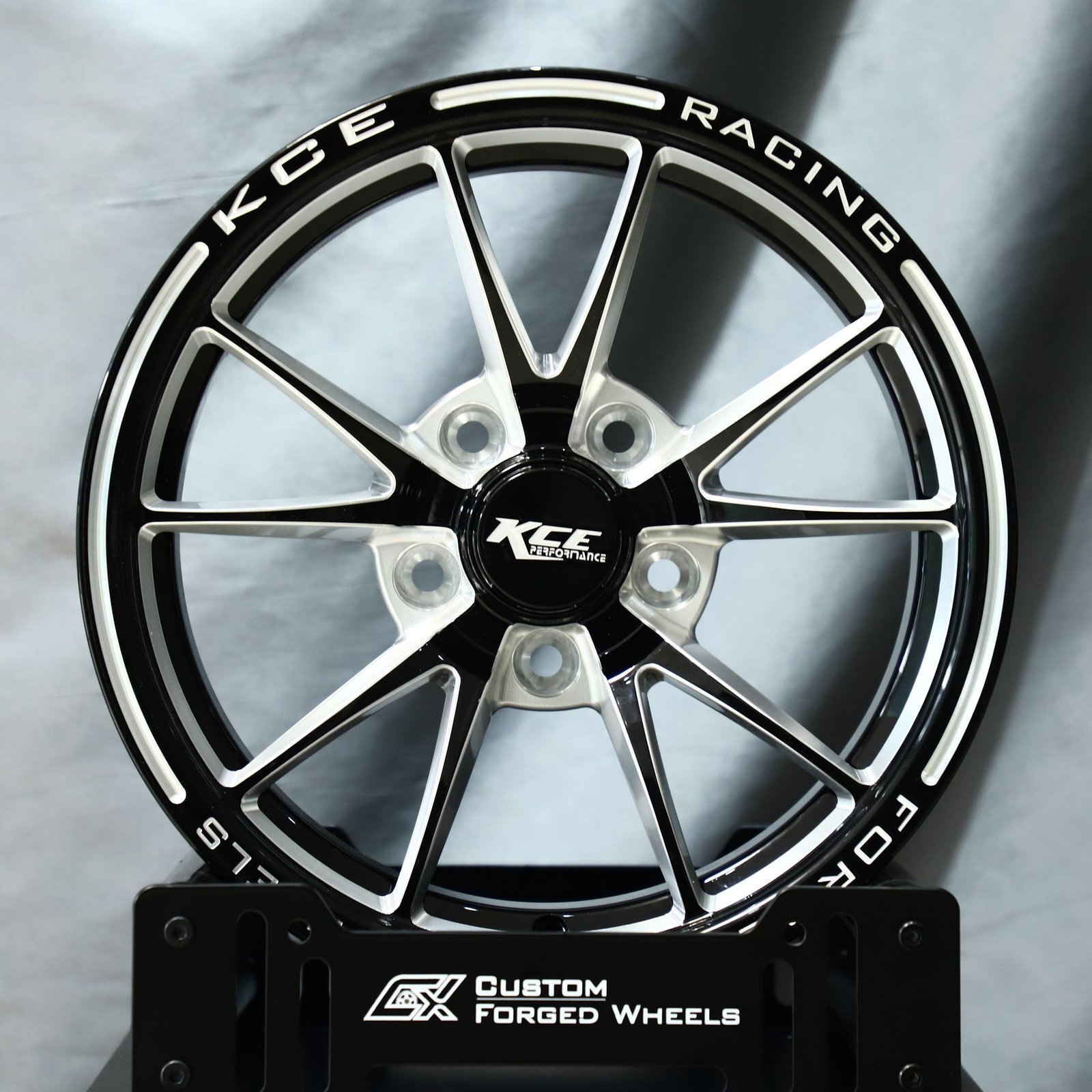 Ford Mustang wheels – Custom Finish 5-Spoke Mirror Milled, front view