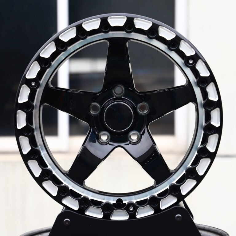 Ford Mustang wheels – Custom Finish 5-Spoke Mirror Milled, front view