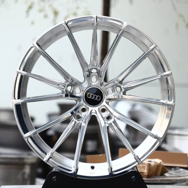 Audi A4 B9 wheels – Silver 5 W-Spoke Mirror Polished (Audi OEM-Style), front view