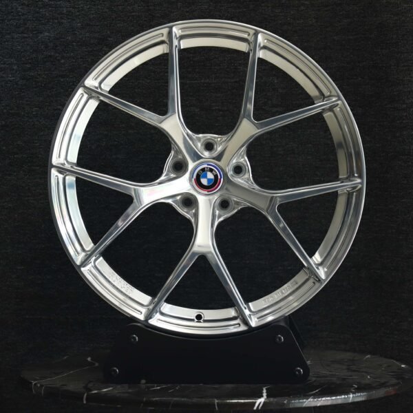 BMW M3 F80 wheels – Silver 5 Y-Spoke Mirror Polished (BMW OEM-Style), front view