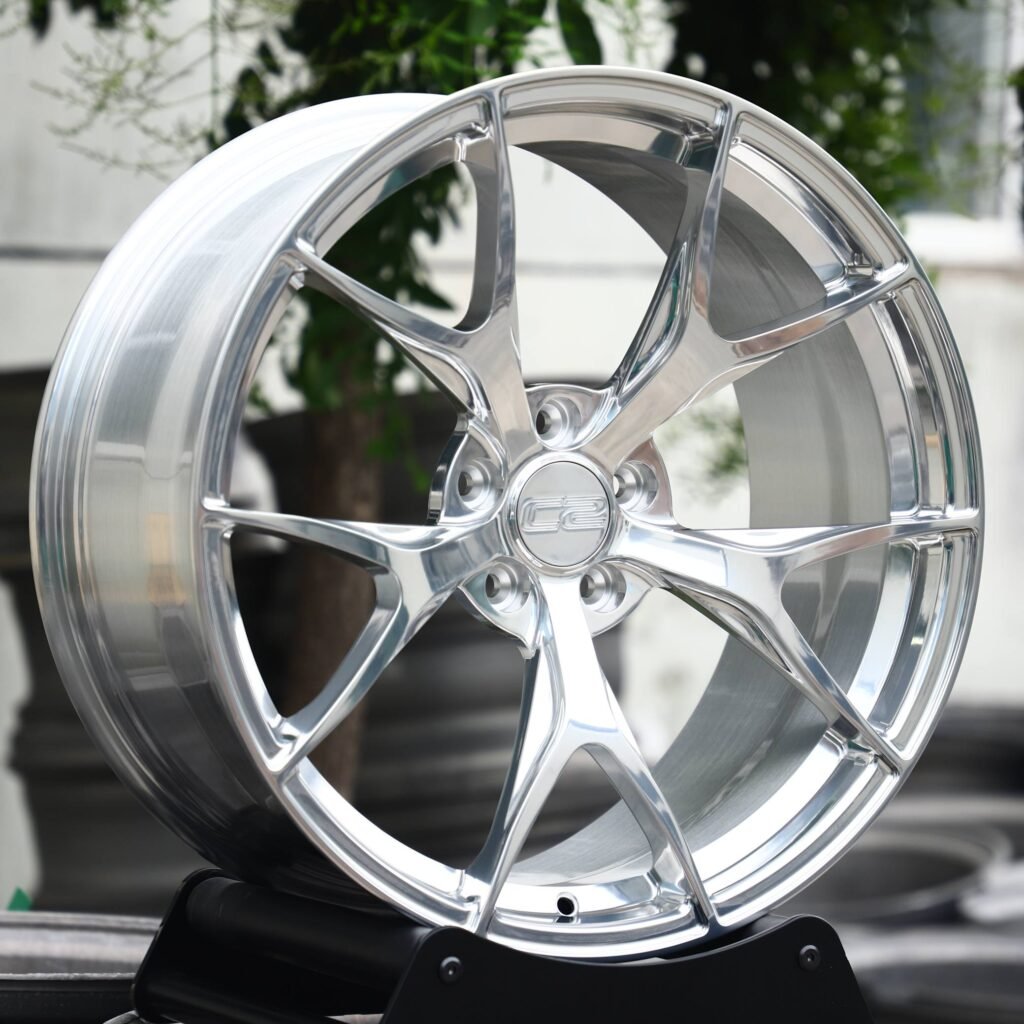 BMW M3 G80 wheels – Custom Finish 5 Y-Spoke Polished, angled view