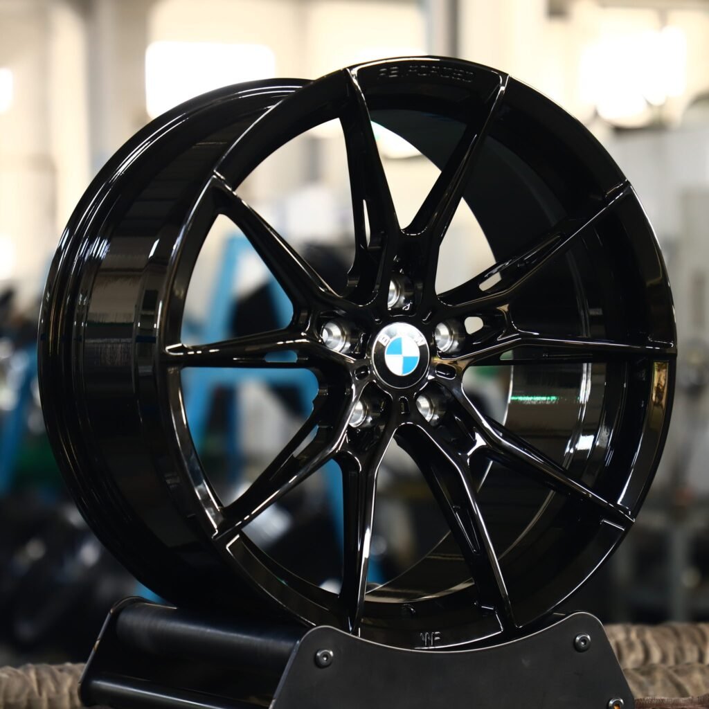 Lamborghini Aventador wheels – Custom Finish 5 Y-Spoke Side-Milled Mirror Milled, angled view