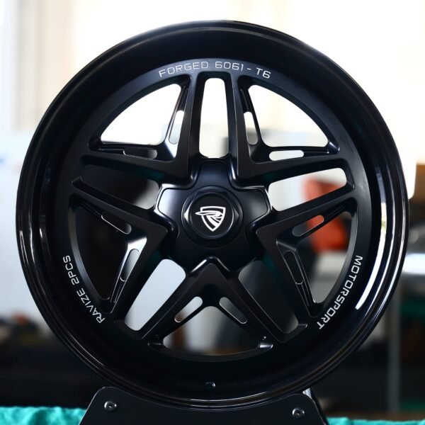 Jeep Wrangler wheels – Gloss Black 5 Y-Spoke Side-Milled Mirror Milled, front view