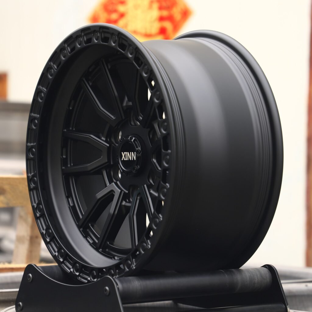6x139.7 wheels – Custom Finish 6 V-Spoke Exposed Bolt Detail, side view