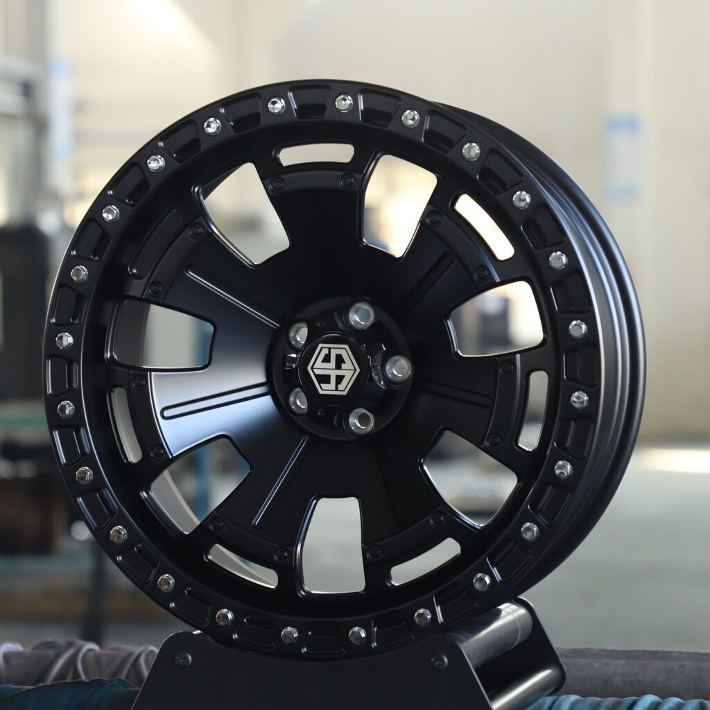 Toyota Tacoma wheels – Custom Finish 7-Spoke Exposed Bolt Detail, angled view