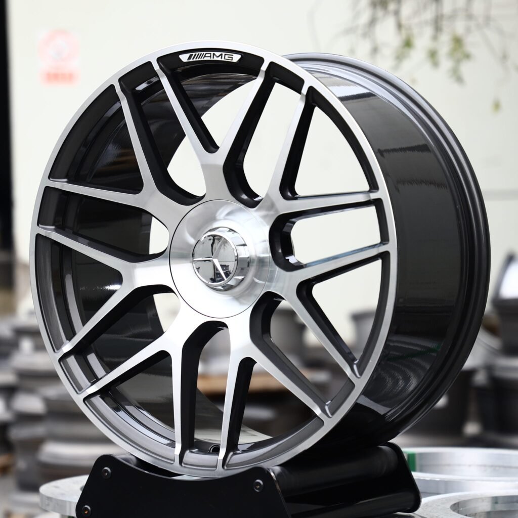 Mercedes-Benz C-Class W206 wheels – Custom Finish 7 Y-Spoke Machined Face (Mercedes-Benz OEM-Style), angled view