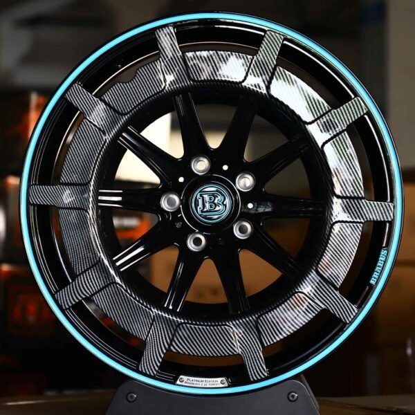 Brabus-Style Black / Carbon 10 Split-Spoke Teal-Ring Forged Wheels – Mercedes-Benz E-Class / S-Class Fitment (5-Lug) Carbon Fiber forged wheel