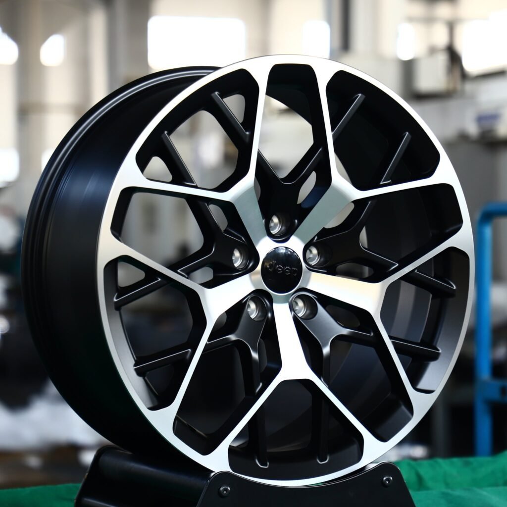 Jeep Grand Cherokee wheels – Custom Finish Cross-Spoke Machined Face, angled view
