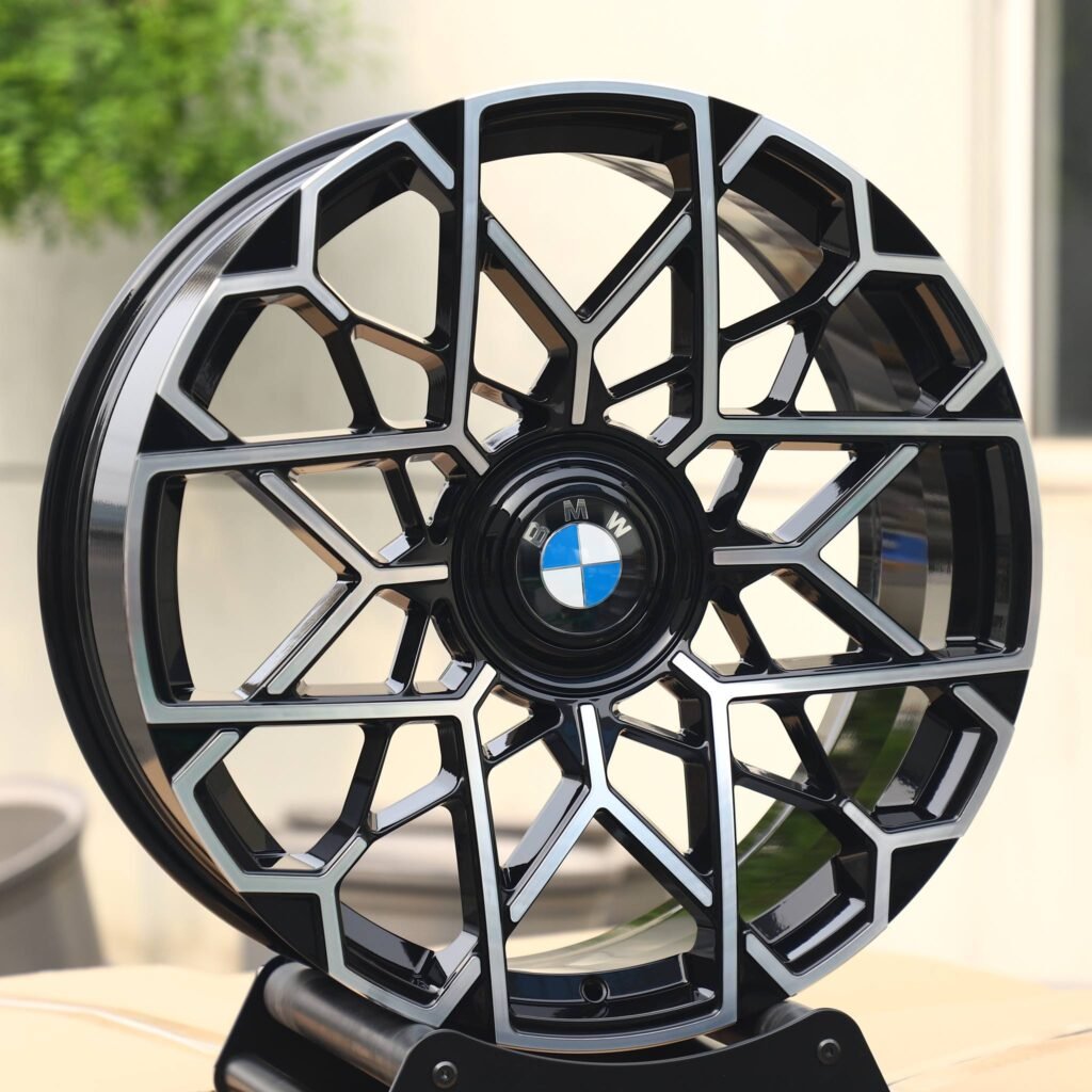 BMW M5 wheels – Custom Finish Cut-Out Machined Face, angled view
