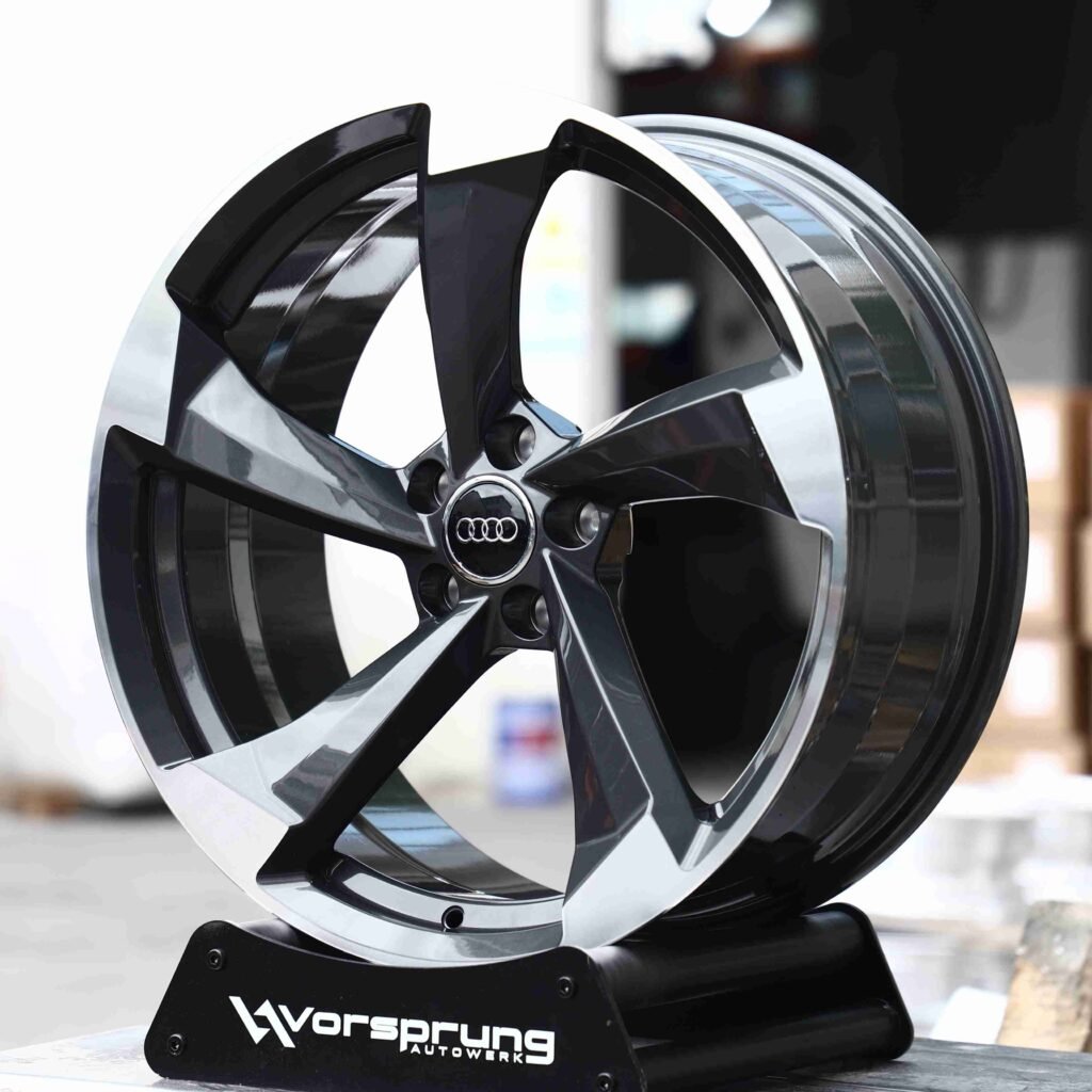 Audi A6 wheels – Custom Finish Directional Milled Machined Face, angled view