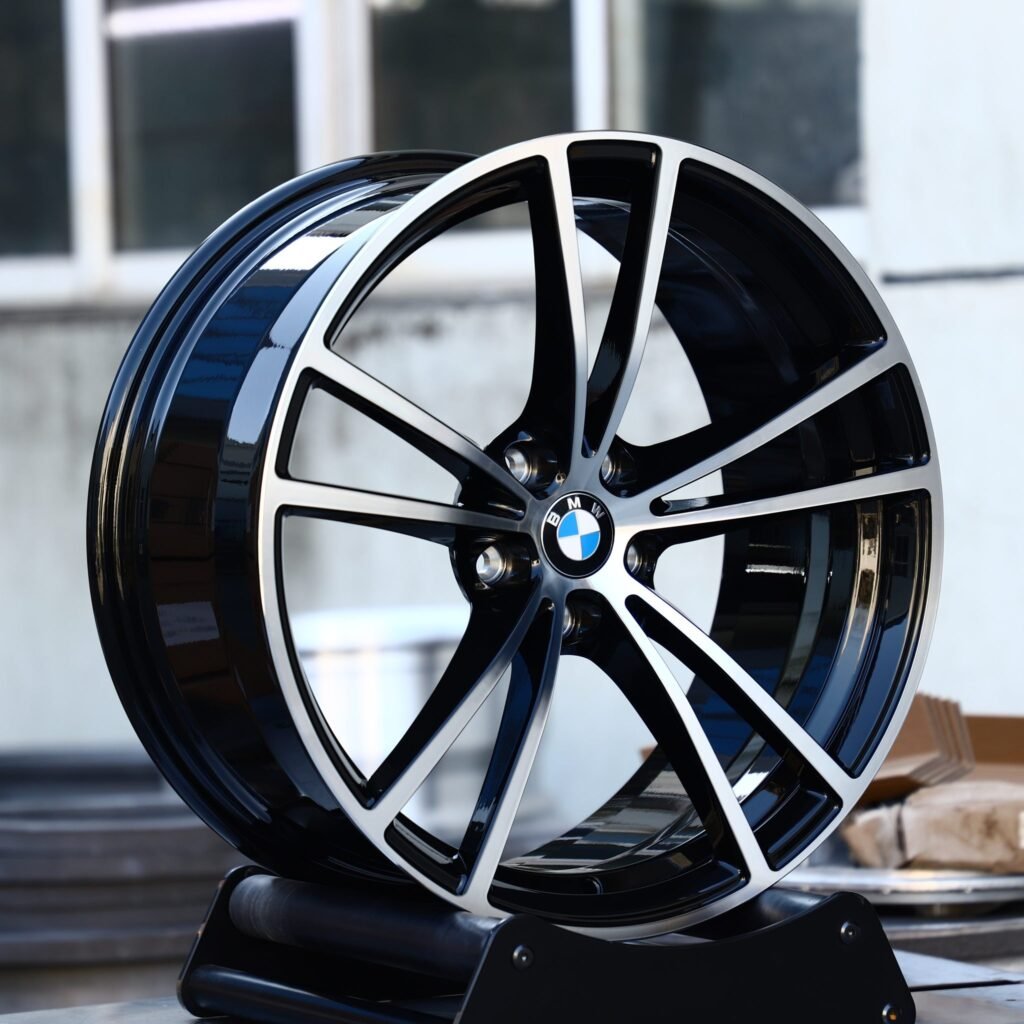 Ford Mustang wheels – Custom Finish Double 5-Spoke Machined Face, angled view