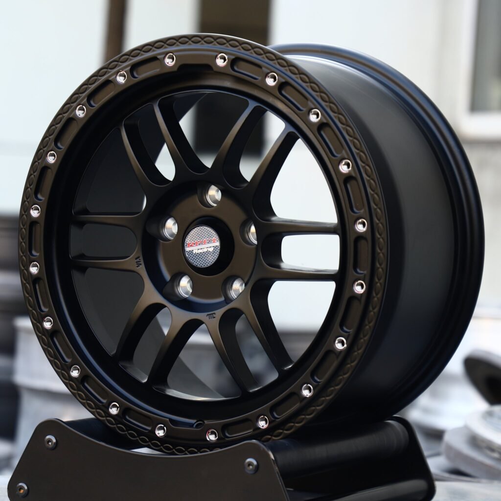 Toyota Land Cruiser wheels – Custom Finish Double 6-Spoke Mirror Milled, angled view
