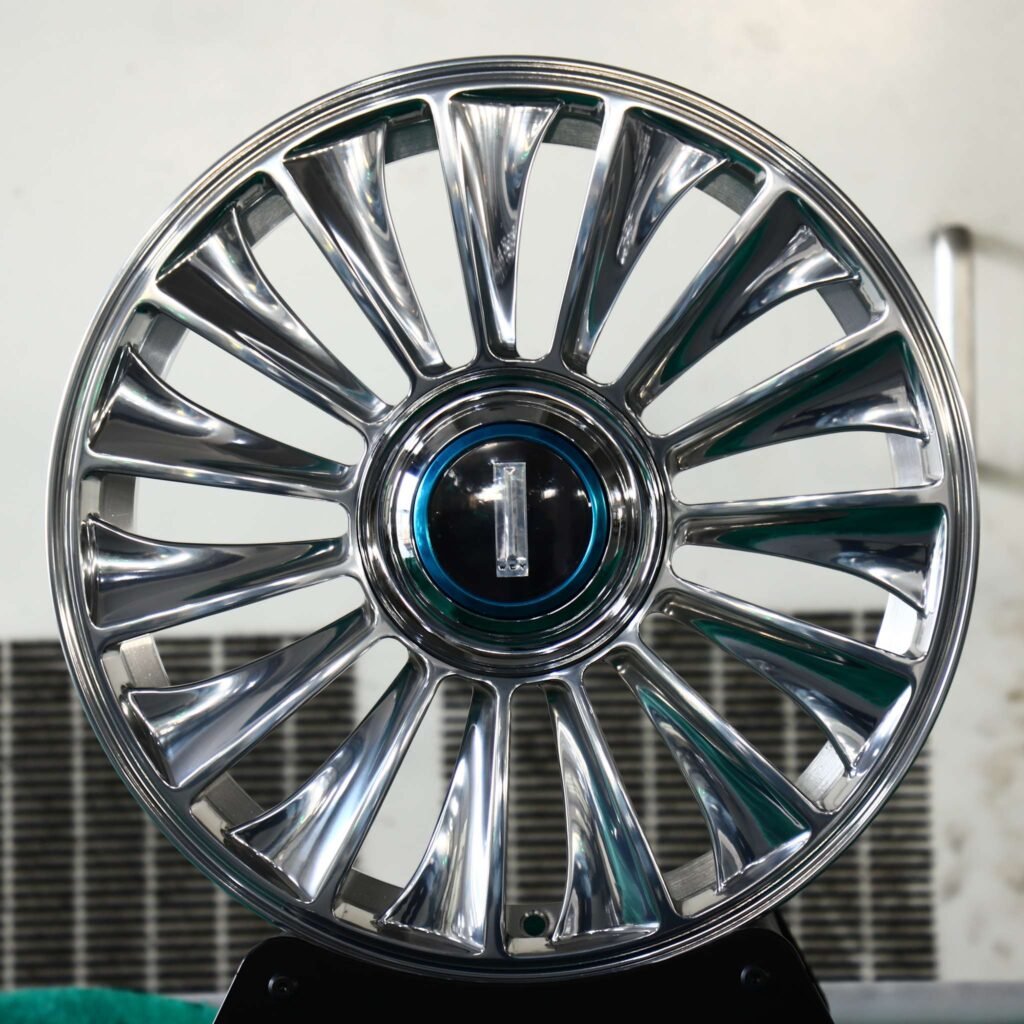 BMW X3 wheels – Custom Finish Fan Spoke Directional Milled Mirror Polished, front view