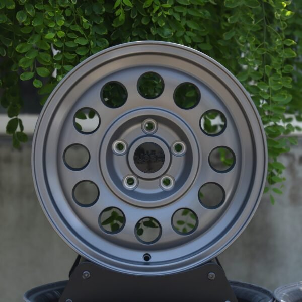 Audi A6 wheels – Gray Holed Steelie-Style (Audi A6 / BMW 5 Series Forged Wheels – Gray Holed Steelie-Style), front view