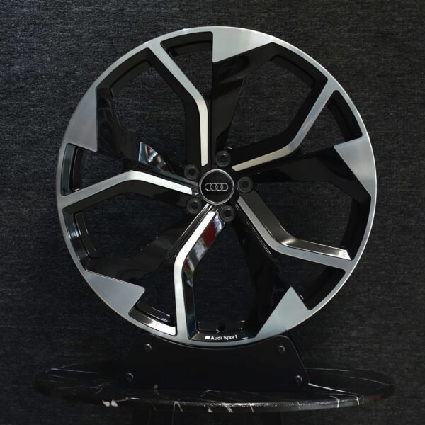 Audi A4 wheels – Black / Machined Rotor-Blade (Audi OEM-Style), front view