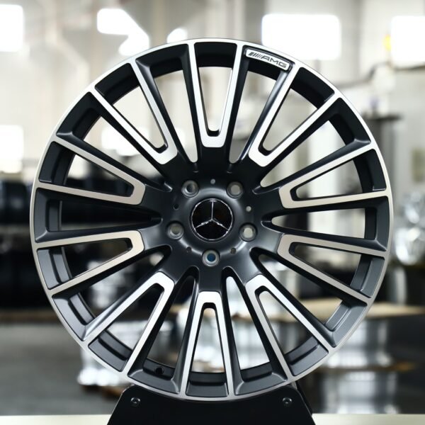 Mercedes-Benz E-Class wheels – Black / Machined 14-Spoke (Mercedes-Benz OEM-Style), front view