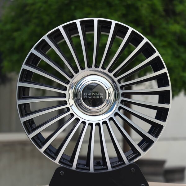 Land Rover Range Rover wheels – Black / Machined Multi-Spoke Turbine (Land Rover OEM-Style), front view