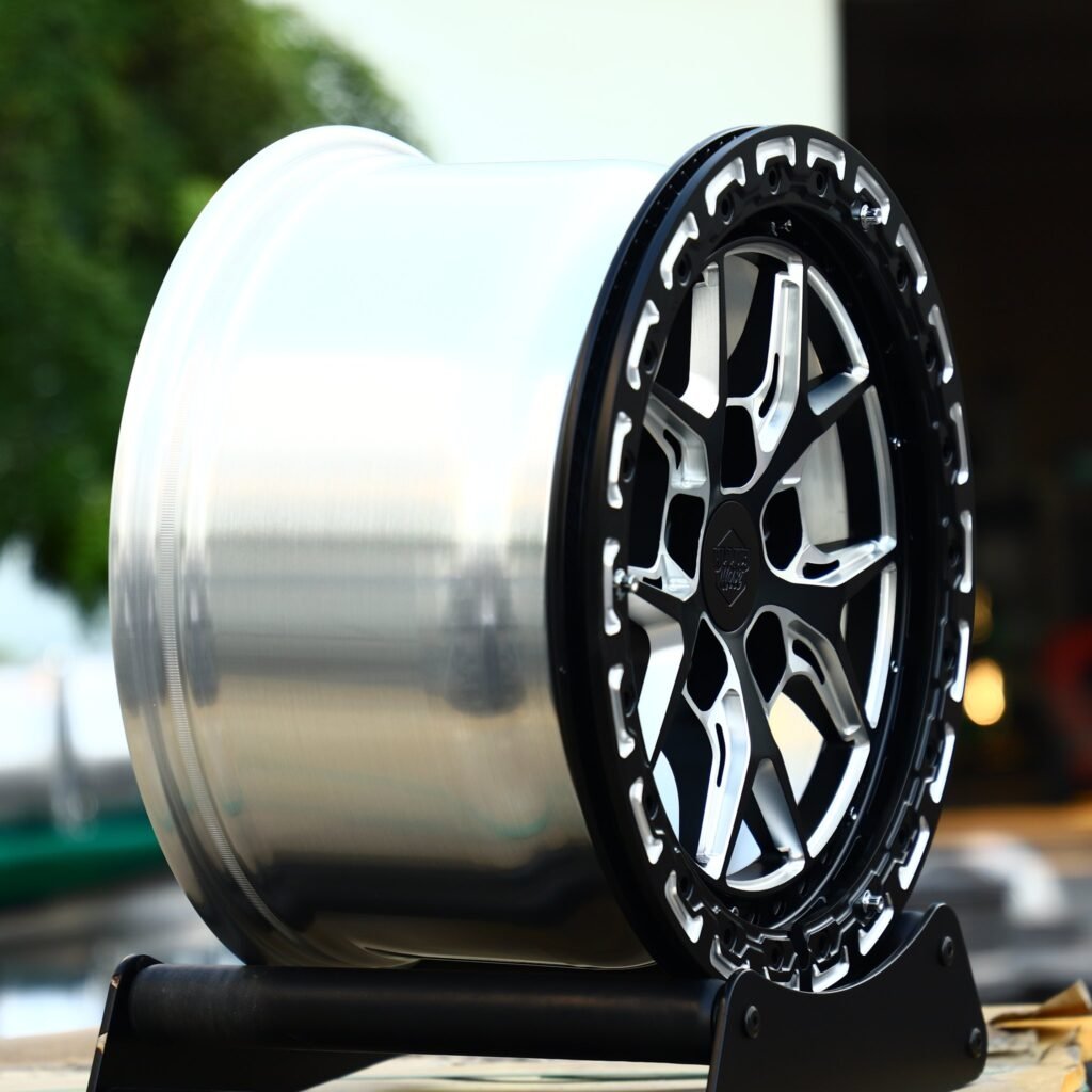 Toyota Tacoma wheels – Custom Finish Milled Racing, angled view