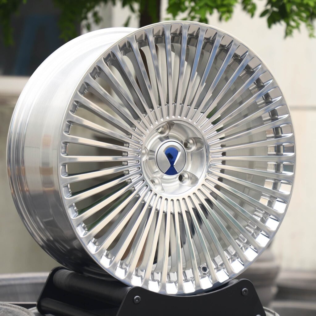 BMW 5 Series wheels – Custom Finish Multi-Spoke Mirror Polished, angled view