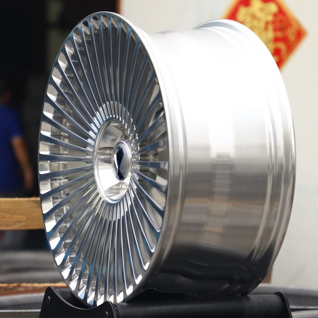 5x120 wheels – Custom Finish Multi-Spoke Mirror Polished, side view