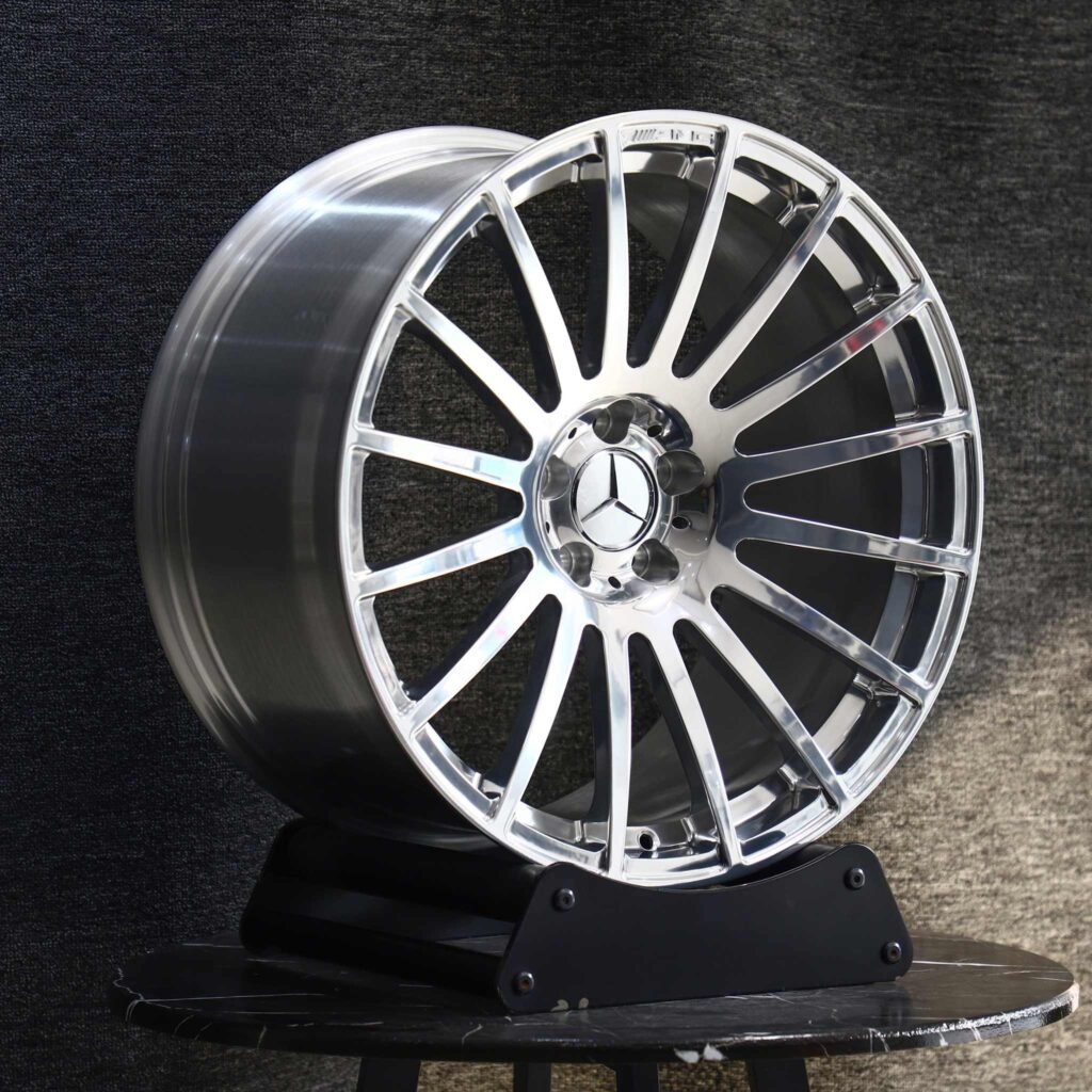 Mercedes-Benz S-Class wheels – Custom Finish Multi-Spoke Mirror Polished, angled view