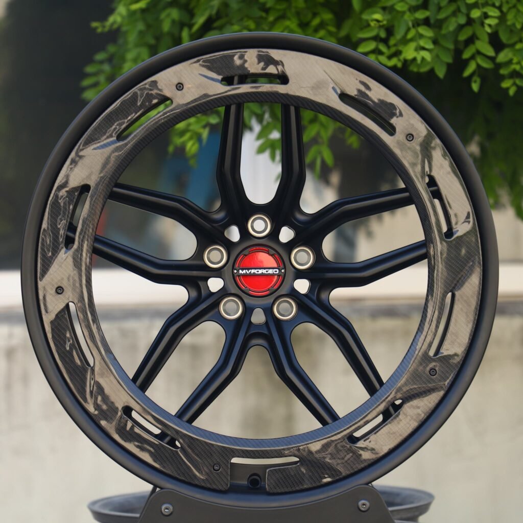 Porsche 911 wheels – Custom Finish Petal Carbon Fibre, front view